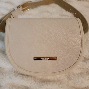 Steve Madden Cream Pebbled Faux Leather Hip Bag